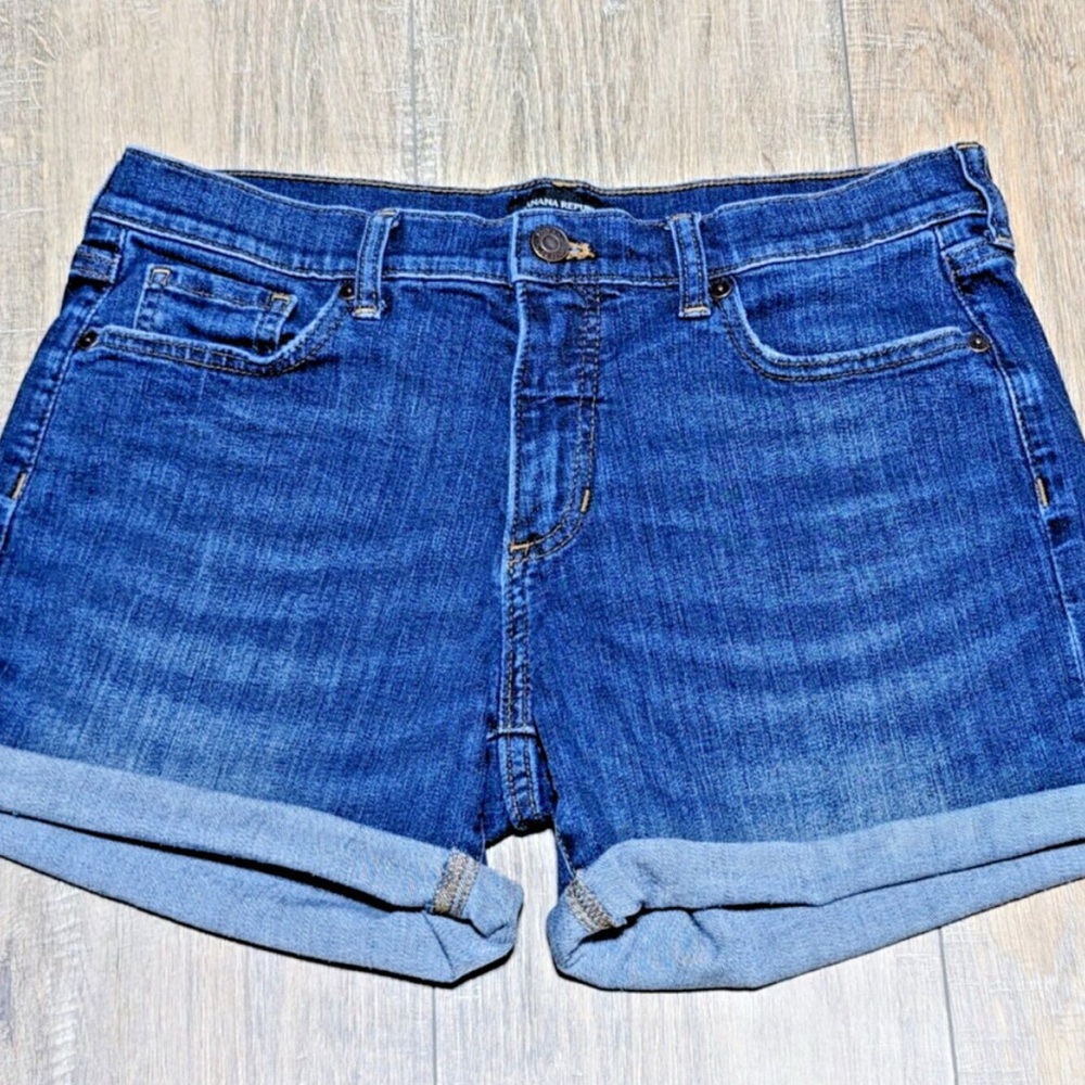 Banana Republic Dark Wash Mid Rise Jean Shorts